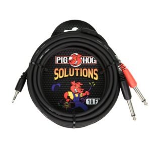 Pig Hog PB-S4310｜3.5mm立體聲 to 雙 6.3mm單聲道分接線｜10 呎｜錄音／現場連接專用｜終身保固