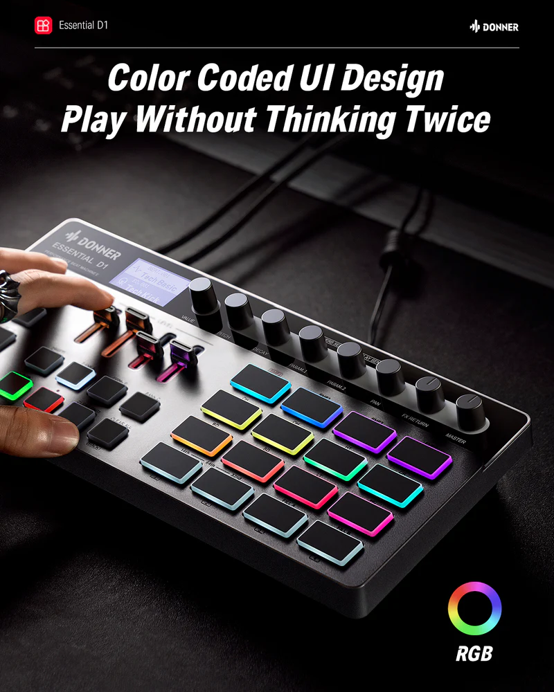 Donner Essential D1 觸控編碼器與LCD螢幕